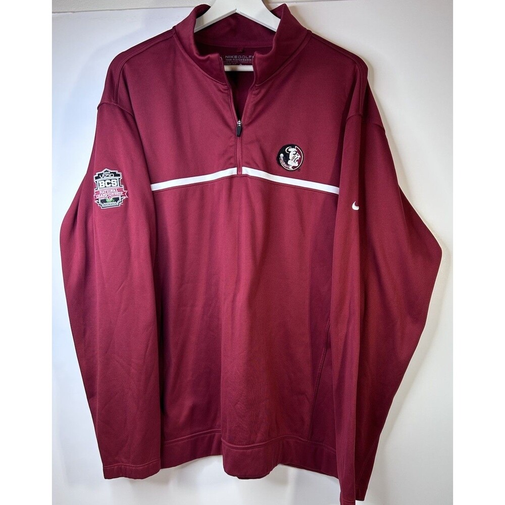 Nike Golf Tour Performance FSU 1/4 Zip  Garnet Fleece SweatShirt  Mens XL